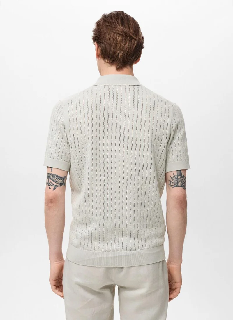 MANGO Cotton Blouse With Openwork Detail
