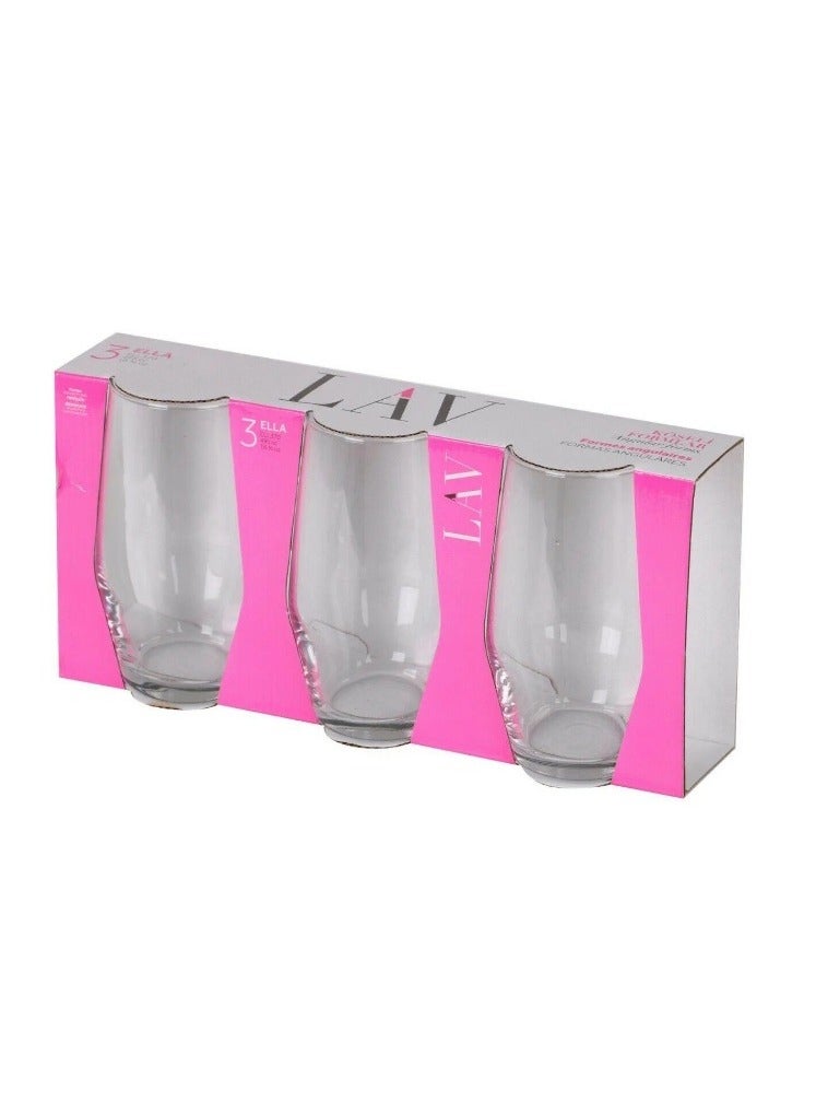 LAV 3-Piece Ella Long Drink Tumbler Set – 495 ml – Clear Glasses for Water, Juice, Cocktails & Cold Beverages - Image 1
