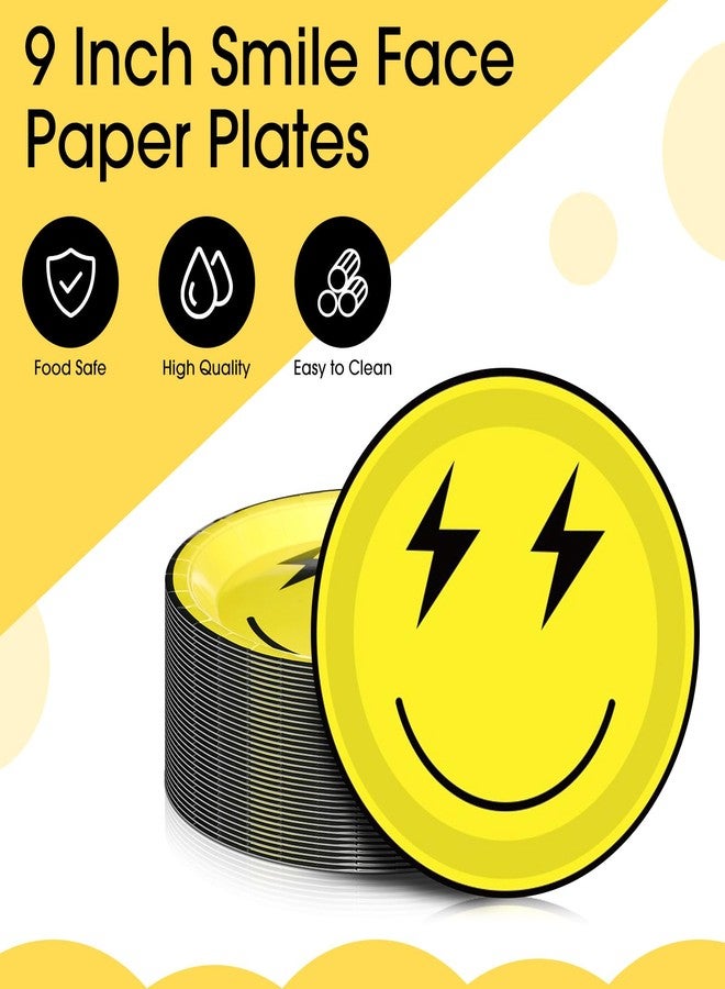Yaomiao 60 Pcs 9 Inch One Happy Dude Paper Plates One Happy Dude 1st Birthday Party Supplies Smile Face Disposable Paper Plates for Wedding Birthday Dinner Picnic Tableware Supplies - Image 3