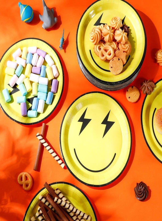 Yaomiao 60 Pcs 9 Inch One Happy Dude Paper Plates One Happy Dude 1st Birthday Party Supplies Smile Face Disposable Paper Plates for Wedding Birthday Dinner Picnic Tableware Supplies - Image 4