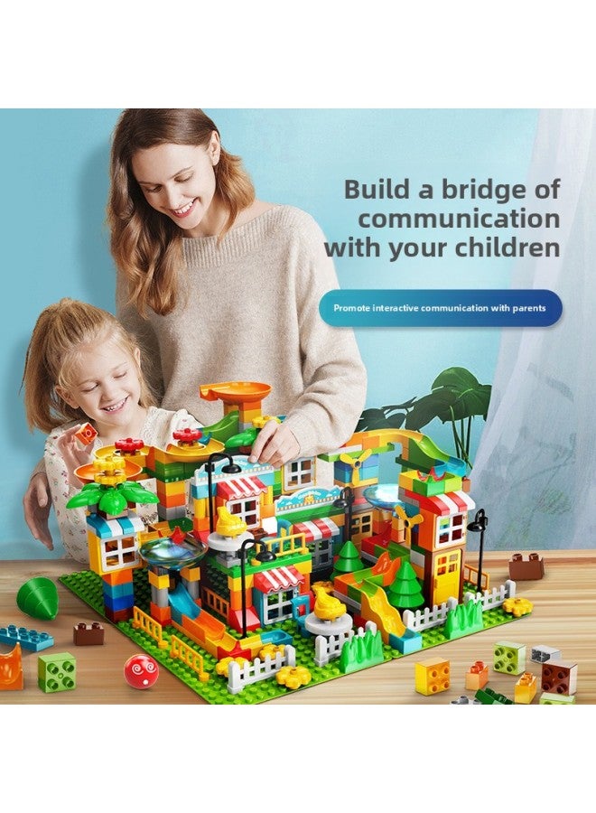 Price Philharmonic Educational Toys Large Particle Building Blocks Compatible With Lego Small House Slide Ball Amusement Park Set-Color:[Bag] Small House + Slide + Floor  - Image 3