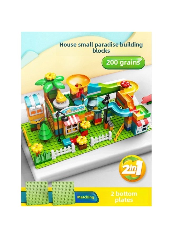 Price Philharmonic Educational Toys Large Particle Building Blocks Compatible With Lego Small House Slide Ball Amusement Park Set-Color:[Bag] Small House + Slide + Floor  - Image 1