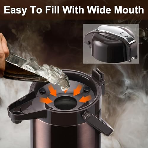 PARACITY Upgraded Airpot Coffee Carafe with Double Pump, Stainless Steel Drink Dispenser for Hot/Cold Beverage with Lazy Susan Base, Coffee Termos Para Cafe for Hot Cocoa for Parties - Image 5