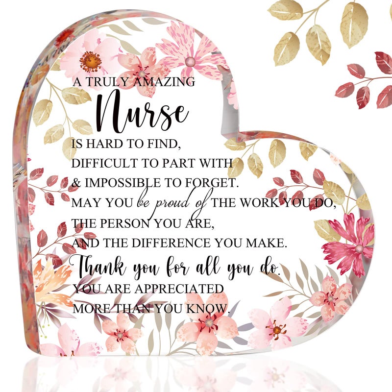 Kathfly Nurse Appreciation Gift Truly Floral Sign Nursing Assistants Cna Week Thank You Gift for Women Teacher Acrylic Table Centerpieces KeepsakeHeart