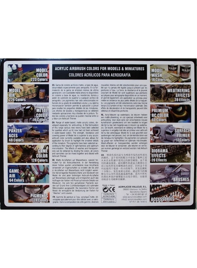 Vallejo Basic Colors: Acrylic 16 Airbrush Paint Set For Model & Hobby 71178 Black 0.57 Fl Oz (Pack Of 16) - Image 2