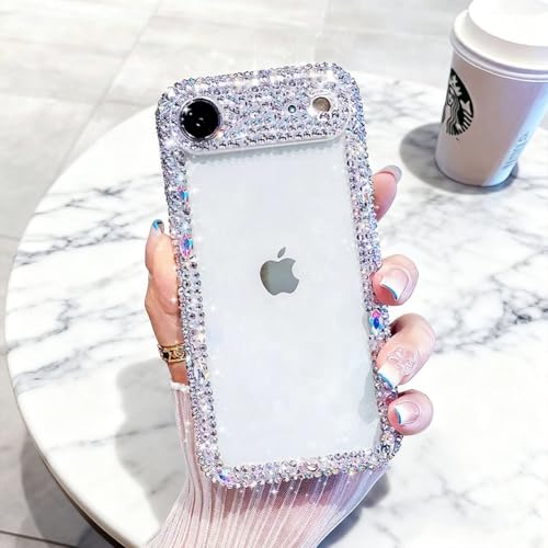 Cavdycidy Designer Compatible with iPhone 17 Air Bling Clear Case for Women,Cute Glitter Phone Case with Sparkle Rhinestone Diamond Camera Protection，Airbag Anti-Fall Crystal Hard Cover for Girl - Image 2