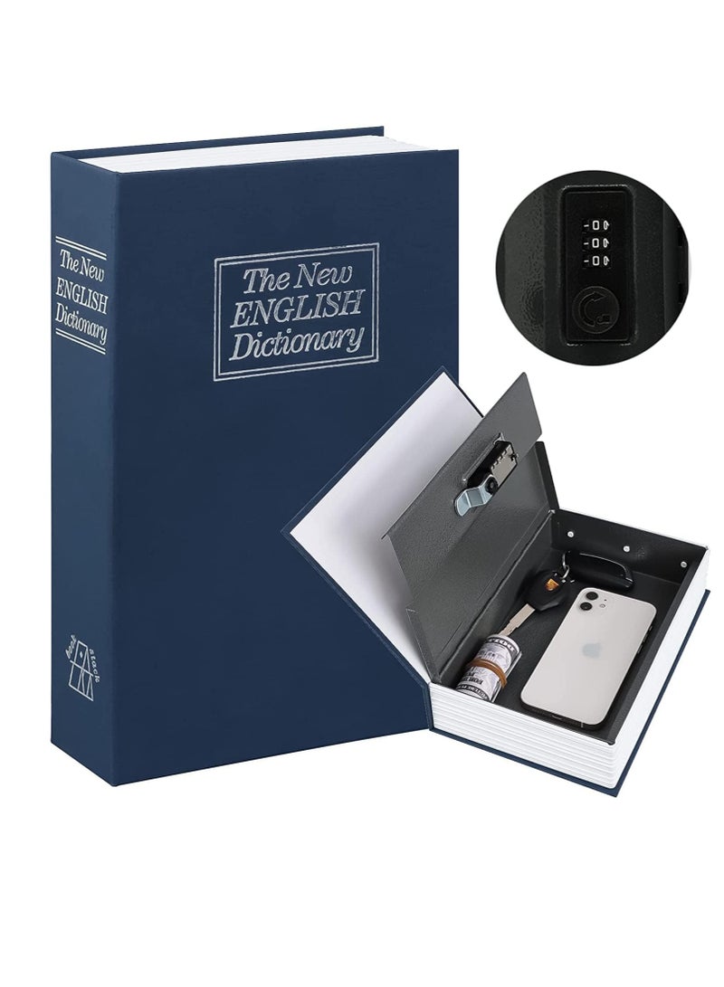 FengSVMA Diversion Book Safe with Combination Lock, Large Safe Secret Hidden Metal Lock Box,Money Hiding Box,Collection Box,9.5" x 6.2" x 2 .2" Large (Blue) - Image 1
