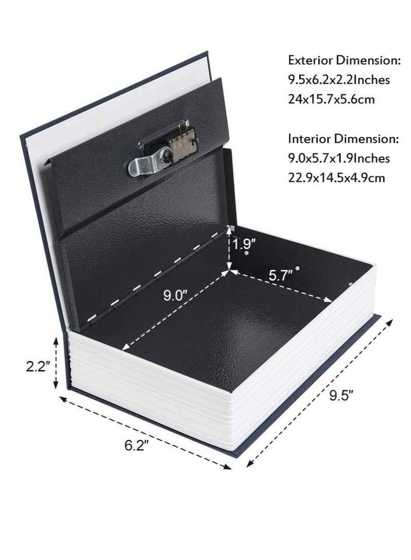 FengSVMA Diversion Book Safe with Combination Lock, Large Safe Secret Hidden Metal Lock Box,Money Hiding Box,Collection Box,9.5" x 6.2" x 2 .2" Large (Blue) - Image 5