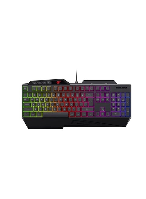 HAVIT KB488L Computer Keyboard 104 Keys with Rainbow Backlit & Wrist Rest (Arabic+English)