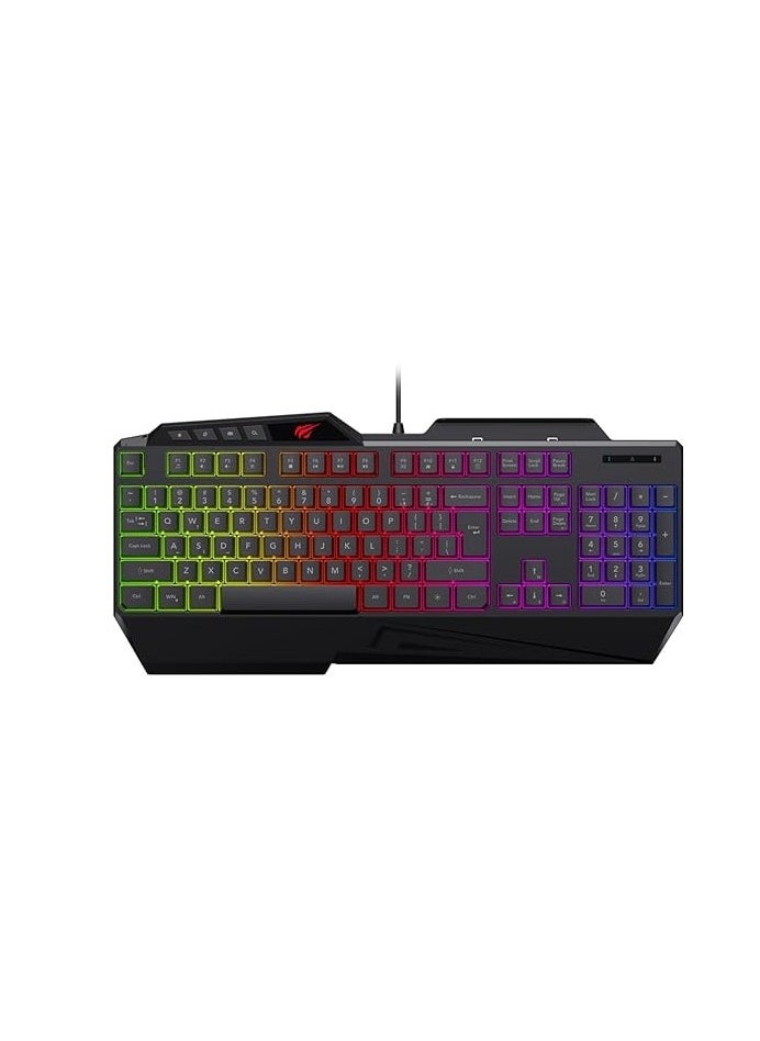 havit HAVIT KB488L Computer Keyboard 104 Keys with Rainbow Backlit & Wrist Rest (Arabic+English)  - Image 1