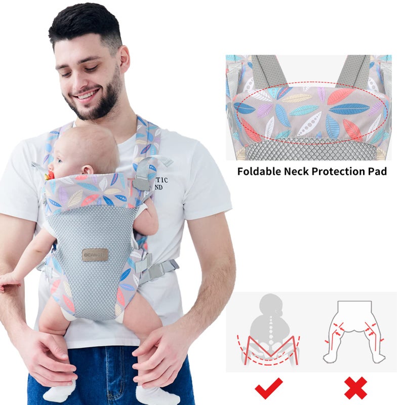 Ocanoiy Baby Carrier Wrap  Ergonomic Front Carrier For Baby Infant Carrier All Carry Position Front And Back Face-In Face-Out Holder Baby Kangaroo Carrier For Toddler (Leaf) - Image 5