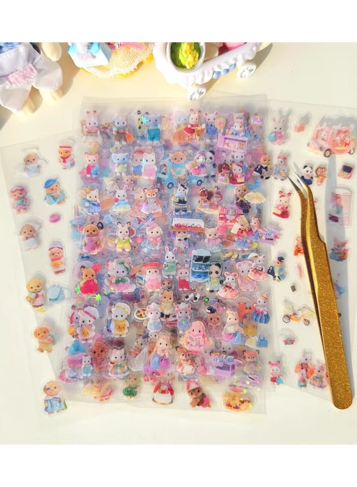 Sylvanian Families 8pcs Cute Sylvanian Mini Cartoon Waterproof Cute Stickers - Image 1