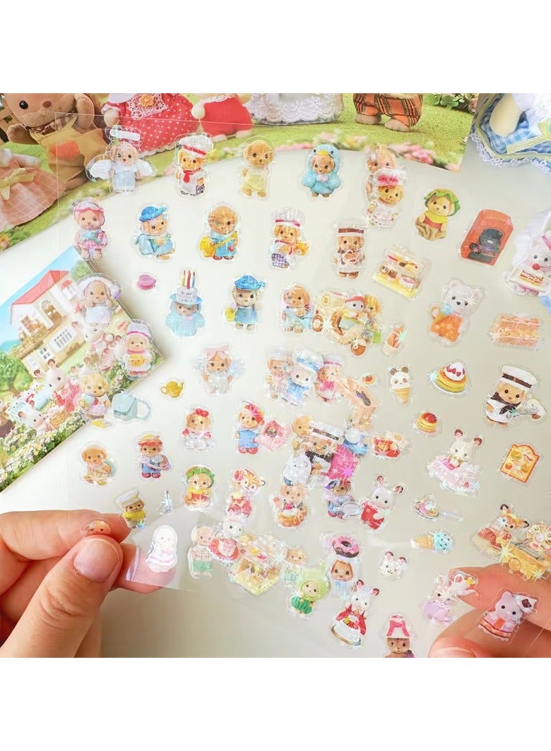 Sylvanian Families 8pcs Cute Sylvanian Mini Cartoon Waterproof Cute Stickers - Image 5