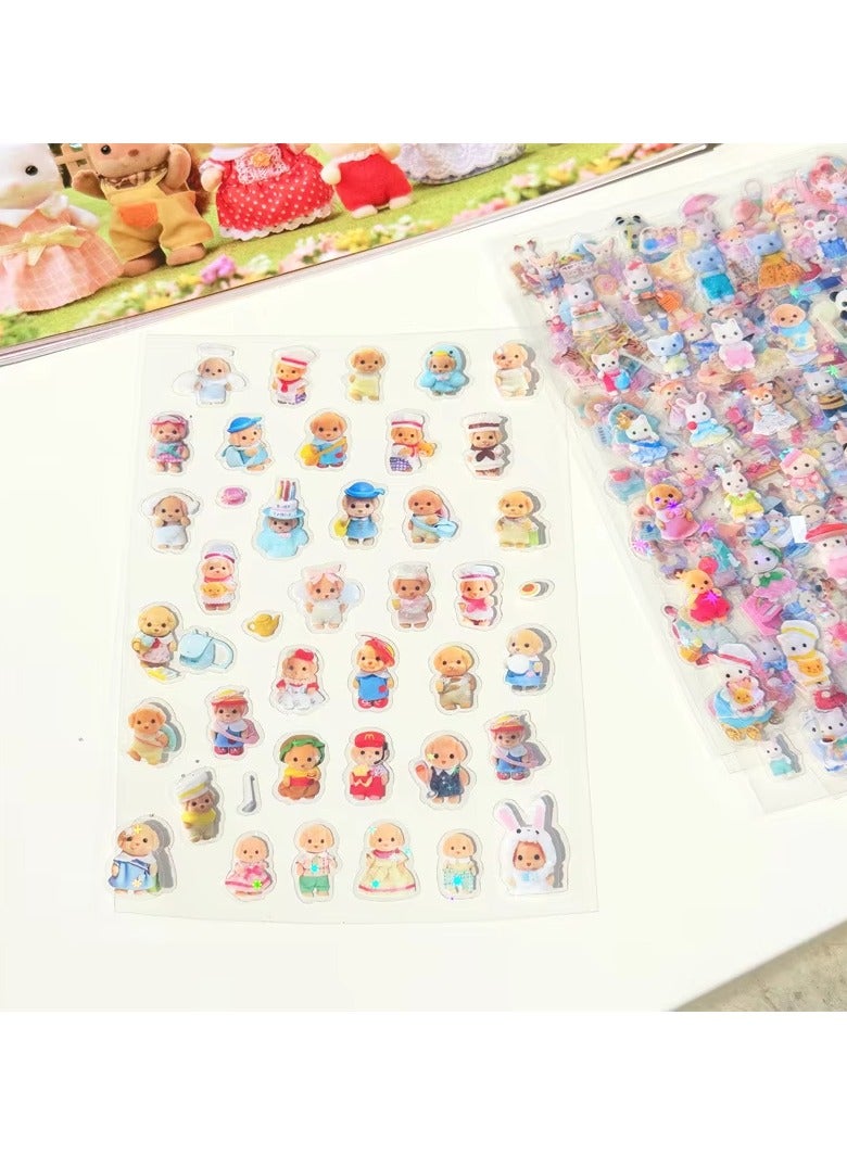 Sylvanian Families 8pcs Cute Sylvanian Mini Cartoon Waterproof Cute Stickers - Image 4