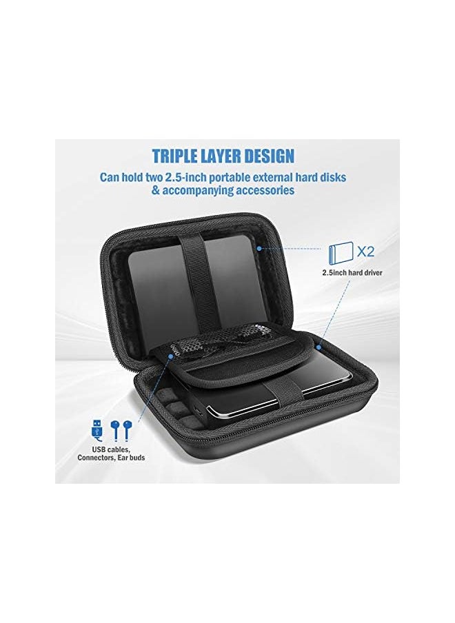 Procases - ProCase Hard Drive Case 2.5 Inch for Elements WD My Passport Canvio Basics Seagate Backup Plus Slim Expansion 1TB 2TB 3TB 4TB, Portable External Hard Drive Carrying Case -Black - Image 1