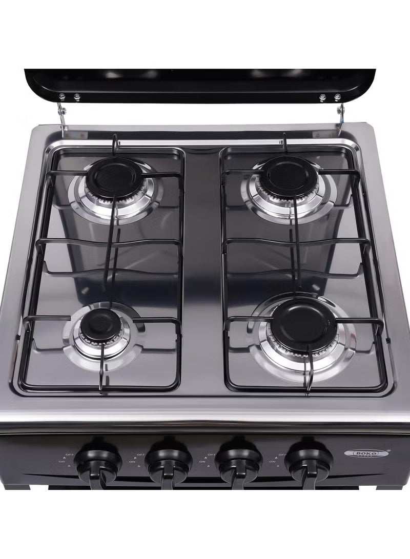 بريمو بلس موقد غاز 4 شعلات من بريمو بلس موديل PR619 – جسم معدني كامل مطلي بالمينا البورسلين، غطاء معدني مقاوم للغبار، رفوف مطلية بالمينا، شبكة معدنية، إشعال يدوي، لهب قابل للتعديل، تصميم متين بلهب فعال ومناسب للاستخدام المنزلي والمخيمات ,موقد مدمج مع 4 شعلات غاز أسود 4 أرجل - Image 5