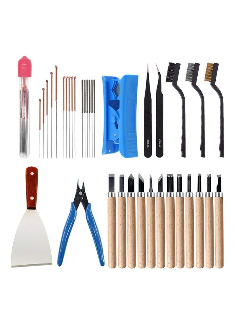 DOUGEI 35 Pieces 3D Printer Accessories Tool Kit, 7 Size Cleaning Needles, Tweezers, Pliers, Scraper, Cleaning Brushes, Clean Up Knives Come for 3D Printing Model Removing, Cleaning, Finishing  - Image 1