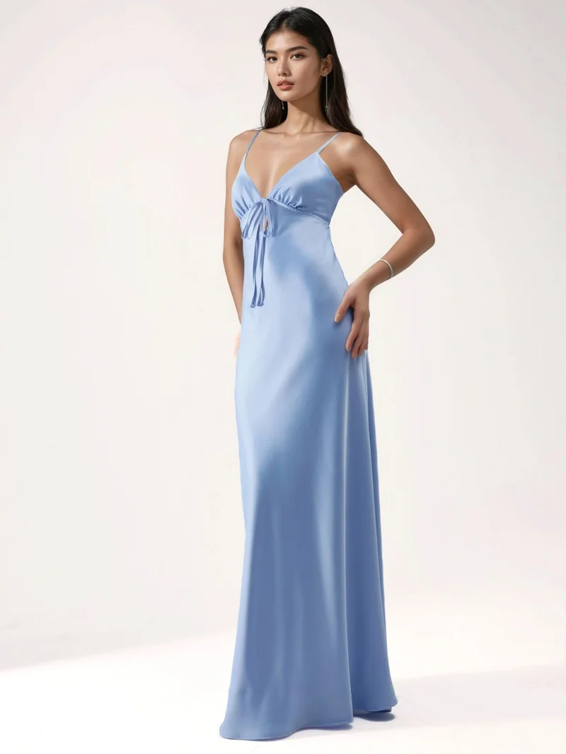 هيكاب Tie-Front Cut-Out Detail Satin Maxi Dress