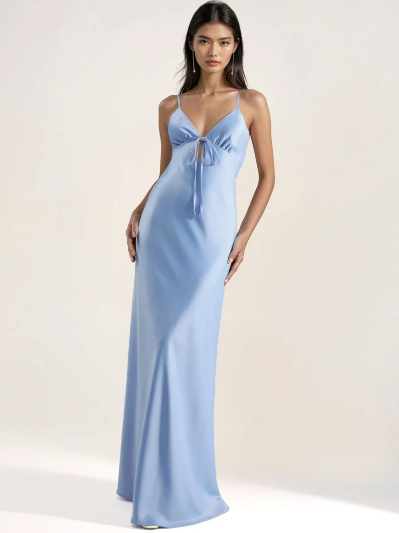 هيكاب Tie-Front Cut-Out Detail Satin Maxi Dress