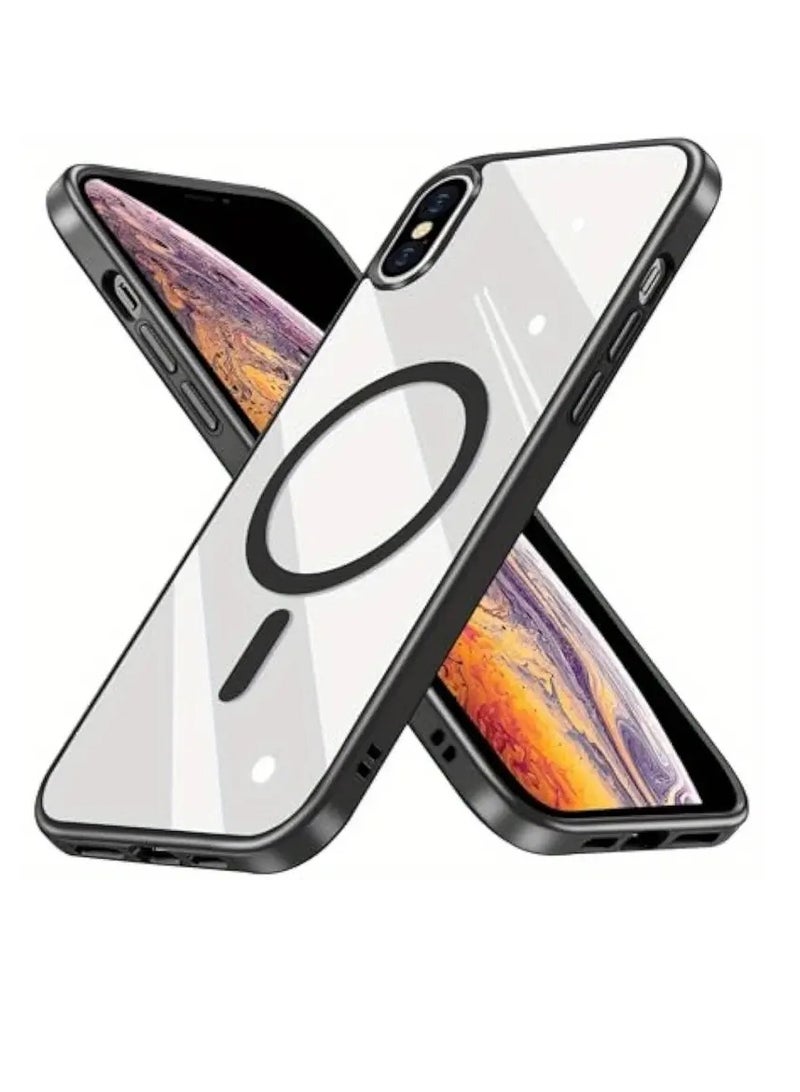 iPhone Xs max Phone case Compatible with MagSafe, Anti Yellowing Shockproof Phone Case for Women Men Slim Thin Clear Phone Cover for iPhone Xs max (6.5 inch) - Candy Black
