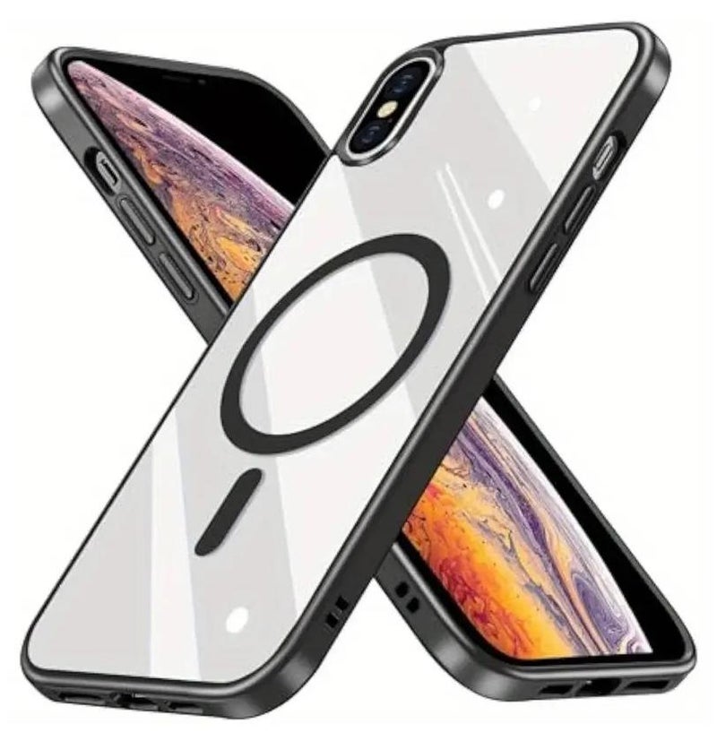 iPhone Xs max Phone case Compatible with MagSafe, Anti Yellowing Shockproof Phone Case for Women Men Slim Thin Clear Phone Cover for iPhone Xs max (6.5 inch) - Candy Black
