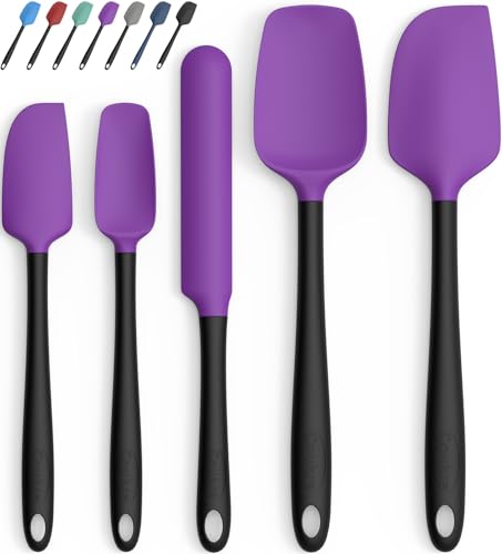 Coukre Silicone Spatula Set of 5,High Temperature Resistant, Food Grade Silicone, Dishwasher Safe, for Baking, Cooking (Purple Black) - Image 1