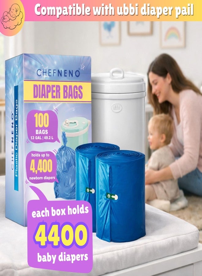CHEFNENO Disposable Diaper Pail Refill Bags (100 Bags) Compatible with Ubbi Diaper Bag Pail 13 Gal Capacity Diaper Pail Bag Medium Kitchen Trash Bag Heavy Duty Recycled Large Garbage Bag (100 ct.) - Image 3