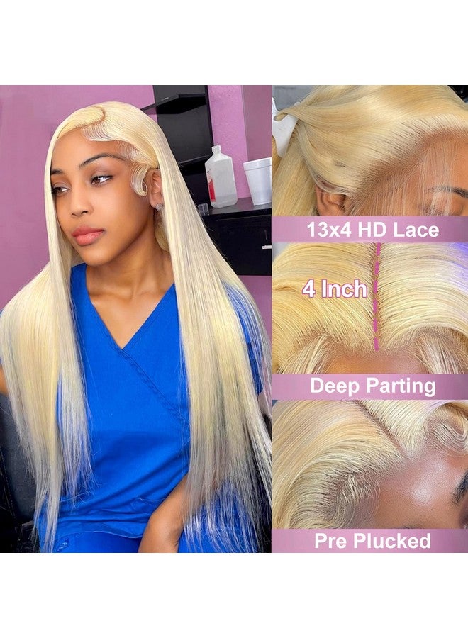 Myecool 30 Inch 613 Lace Front Wig Human Hair 13x4 Straight 613 HD Lace Frontal Wig Human Hair Pre Plucked Bleached Knots for Women(30Inch, Blonde) - Image 2