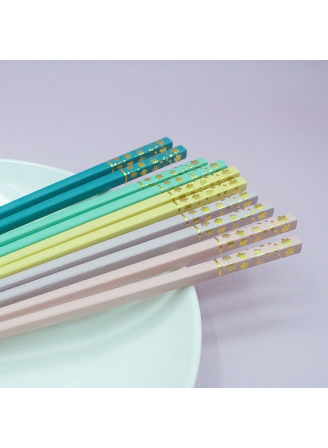 Factory Direct Supply New Gilding Cherry Blossom Japanese Style Alloy Chopsticks Household Non-mildew Non-slip Chopsticks Wholesale-Specifications:Ten Pairs Of Black Bronzing Cherry Blossom Chopsticks With Card Simple Packaging  - Image 2