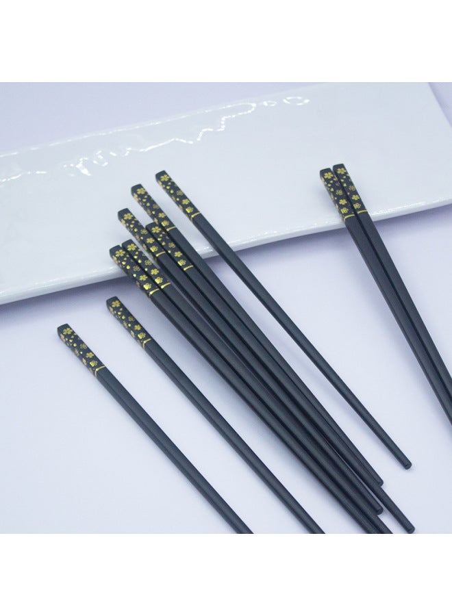 Factory Direct Supply New Gilding Cherry Blossom Japanese Style Alloy Chopsticks Household Non-mildew Non-slip Chopsticks Wholesale-Specifications:Ten Pairs Of Black Bronzing Cherry Blossom Chopsticks With Card Simple Packaging  - Image 5