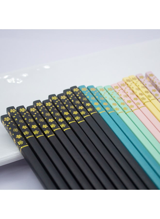 Factory Direct Supply New Gilding Cherry Blossom Japanese Style Alloy Chopsticks Household Non-mildew Non-slip Chopsticks Wholesale-Specifications:Ten Pairs Of Black Bronzing Cherry Blossom Chopsticks With Card Simple Packaging  - Image 4