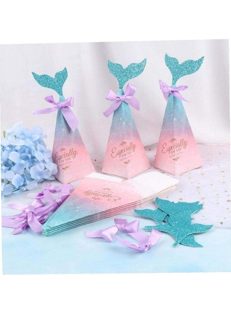 general 20 Pcs Mermaid Sweet Candy Boxes Paper Gift Bags Kraft Mermaid Tail Candy Boxes Chocolate Gift Boxes Baby Shower Birthday Party Favours - Image 1