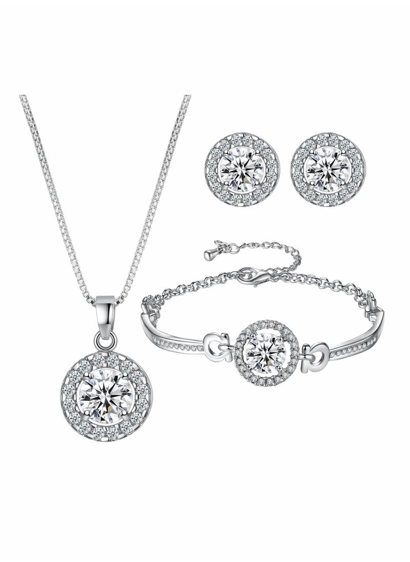 SYOSI - Jewellery Sets for Women Cubic Zirconia Necklace Earring Sets Bling Rhinestone Bridesmaid Jewelry Set - Image 1