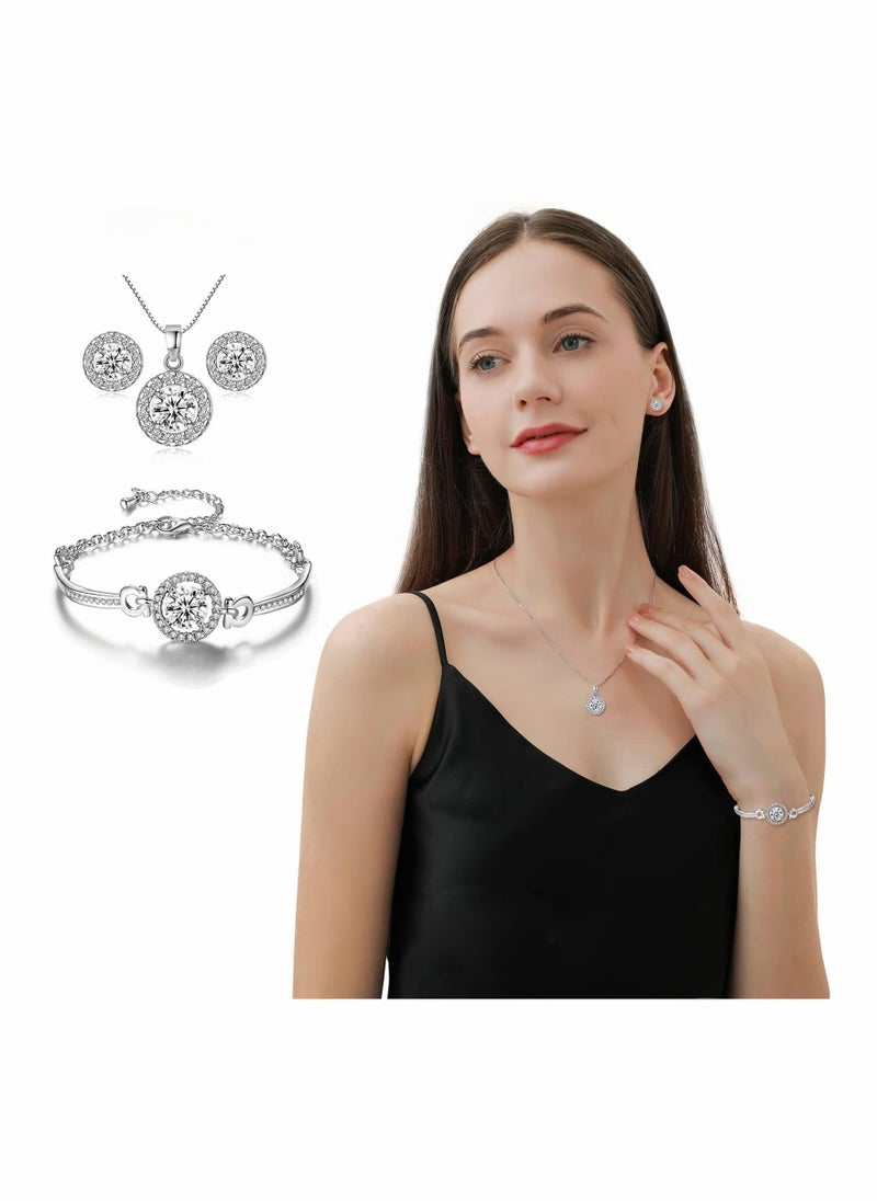 SYOSI - Jewellery Sets for Women Cubic Zirconia Necklace Earring Sets Bling Rhinestone Bridesmaid Jewelry Set - Image 1
