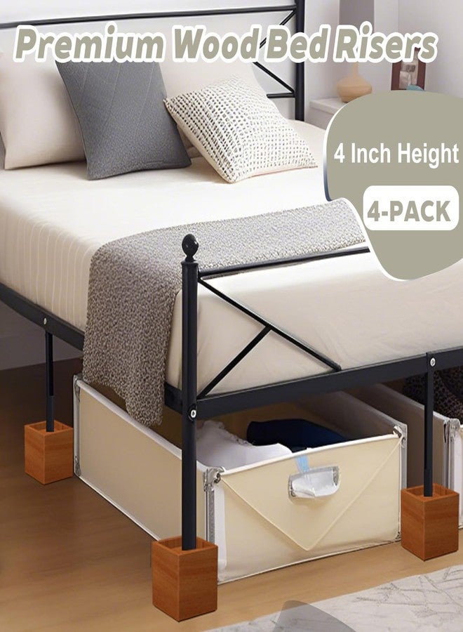 TomGear رافعات أثاث توم جير بارتفاع 4 بوصات - سعة 2000 رطل، تركيب بدون أدوات، تصميم خشب طبيعي للأسرة والأرائك والمكاتب (4 بوصات) - Image 2