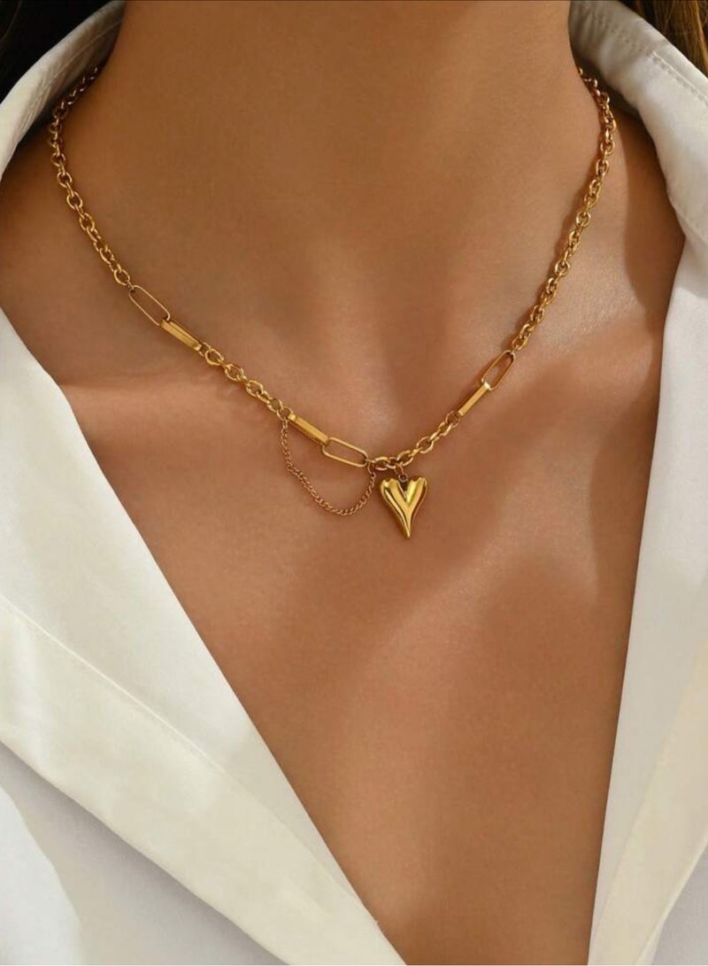 نيو ستايل سلسال شوكر نسائي من الاستانلس ستيل مطلي باللون الذهبي عيار 18 - Image 3