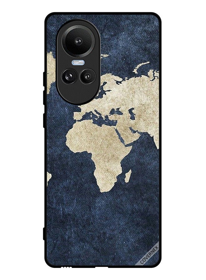 Covernex Protective Case Cover For Oppo Reno10 Map On Jeans Pattern - Image 1