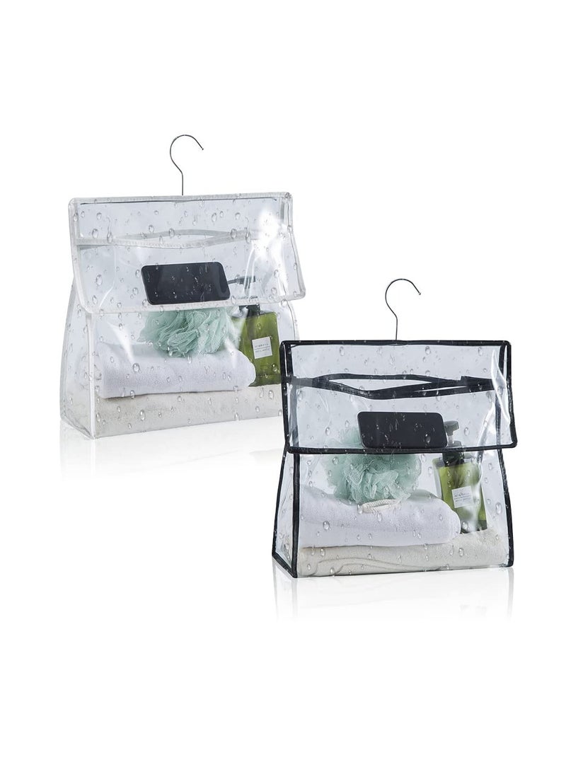KASTWAVE Clear Wash Bag for Toiletries with Mobile Pocket, Hanging Toiletry Bag, Clear Bathroom Shower Bag, Travel Organizer for Bath Towels, Cosmetic 2PCS - Image 1