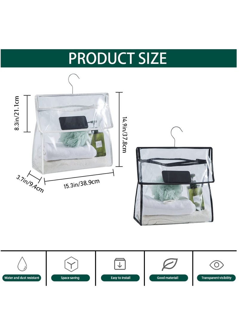 KASTWAVE Clear Wash Bag for Toiletries with Mobile Pocket, Hanging Toiletry Bag, Clear Bathroom Shower Bag, Travel Organizer for Bath Towels, Cosmetic 2PCS - Image 2