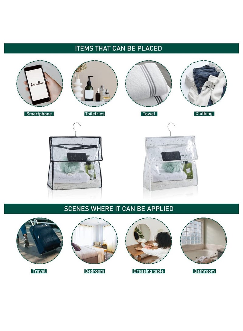 KASTWAVE Clear Wash Bag for Toiletries with Mobile Pocket, Hanging Toiletry Bag, Clear Bathroom Shower Bag, Travel Organizer for Bath Towels, Cosmetic 2PCS - Image 5