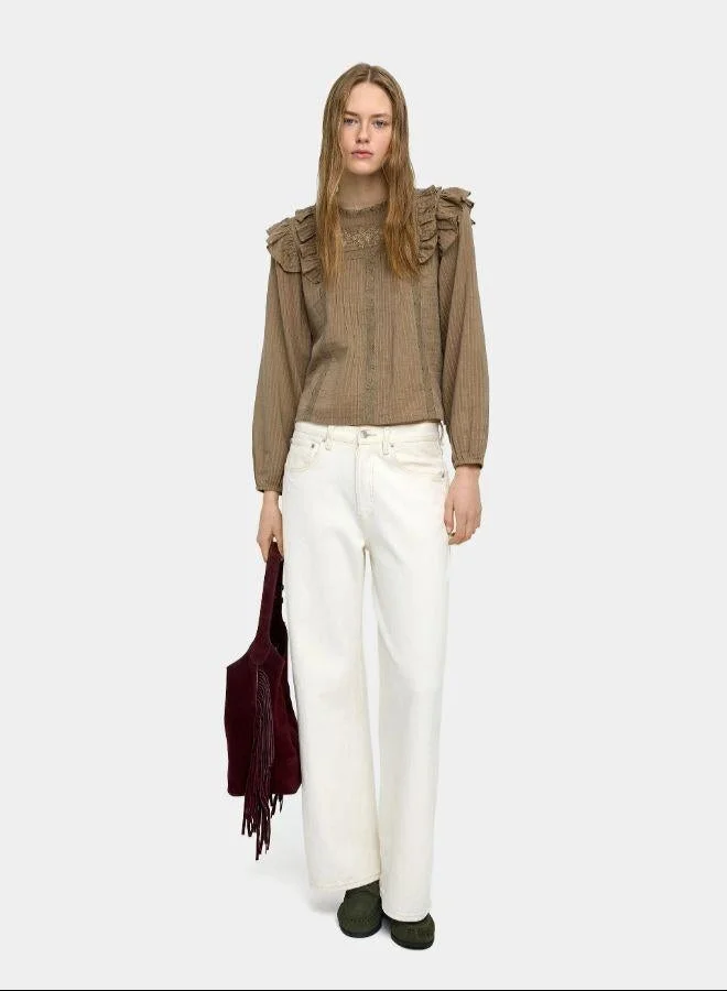 بارفوا بلوزة مع تطريز وكشكش