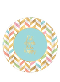 Amscan Eat Drink & Be Happy Premium Tableware Party Supplies, Includes Plates, Cups, Napkins, Swirl Decoration, Cutlery, Cone Hat, Tablecover and Birthday Candle for 8 Guests  - Image 2