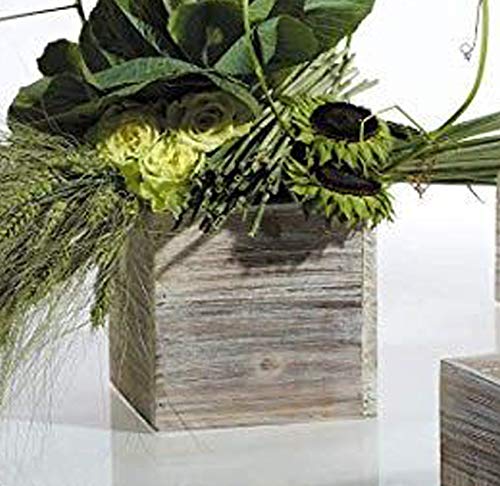 Accent Decor 4" Square Rustic Wood Planters with Plastic Liner - Set of 2 - Image 5