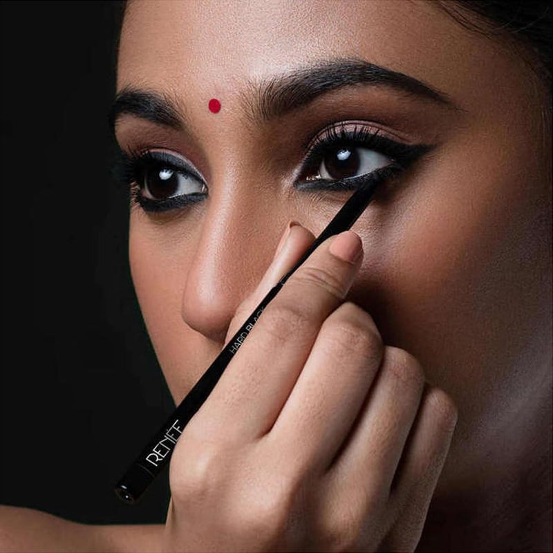 RENEE Hard Black Kajal Pen with Sharpener 035gm Pack Of 2 Matte Finish Rich Color Payoff Long Lasting Upto 24hrs Smudge Water Proof Formula - Image 4