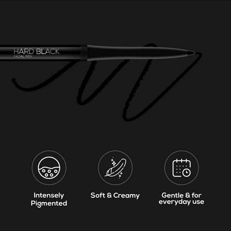 RENEE Hard Black Kajal Pen with Sharpener 035gm Pack Of 2 Matte Finish Rich Color Payoff Long Lasting Upto 24hrs Smudge Water Proof Formula - Image 5