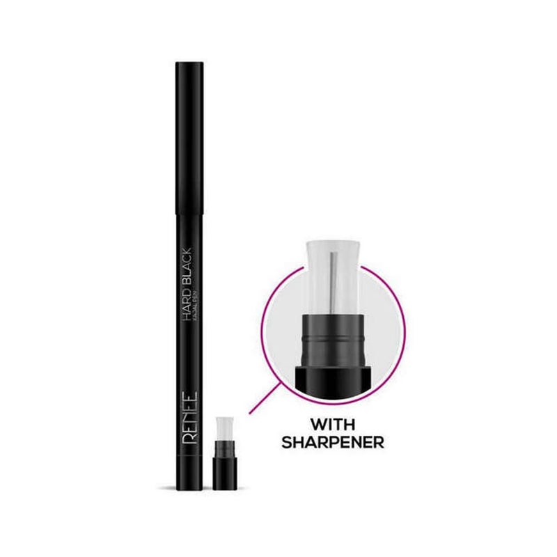 RENEE Hard Black Kajal Pen with Sharpener 035gm Pack Of 2 Matte Finish Rich Color Payoff Long Lasting Upto 24hrs Smudge Water Proof Formula - Image 3