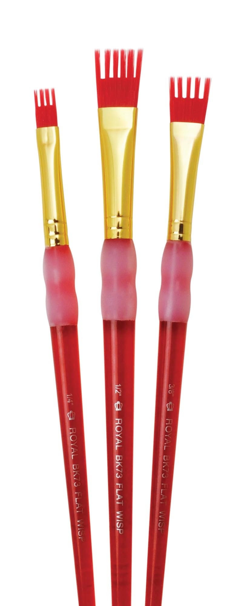 OMNIA Brush Royal Brush BK693 Big Kids Choice Flat Golden Taklon Hair Acrylic Plastic Wisp Brush Set, Red (Pack of 3), Assorted - Image 5