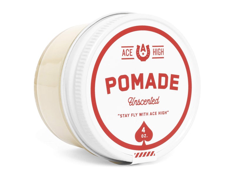 Ace High Unscented Pomade, Strong Hold, Natural Shine, Water Based, Hand Crafted, 4oz - Image 1