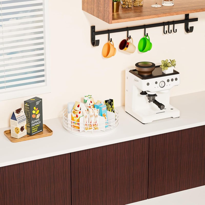 NANAGIFTREE Snack Organizer - Versatile Snack Storage, Lazy Susan with Convenient Grab-and-Go Design, Metal Snack Holder for Home, Office, Breakroom, 11.85" L x 11.85" W x 4.17" H (White) - Image 5