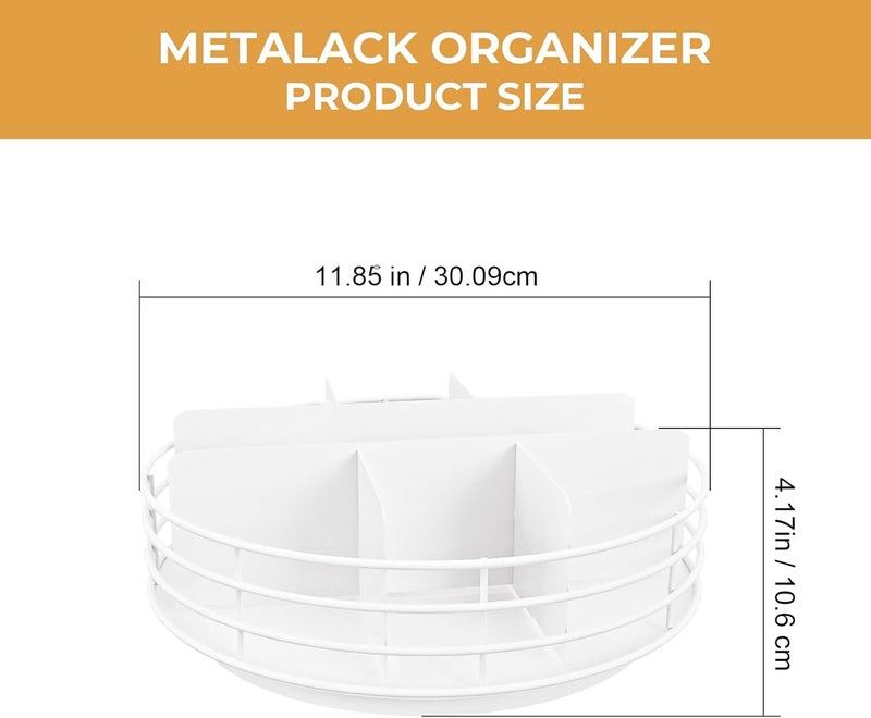 NANAGIFTREE Snack Organizer - Versatile Snack Storage, Lazy Susan with Convenient Grab-and-Go Design, Metal Snack Holder for Home, Office, Breakroom, 11.85" L x 11.85" W x 4.17" H (White) - Image 2